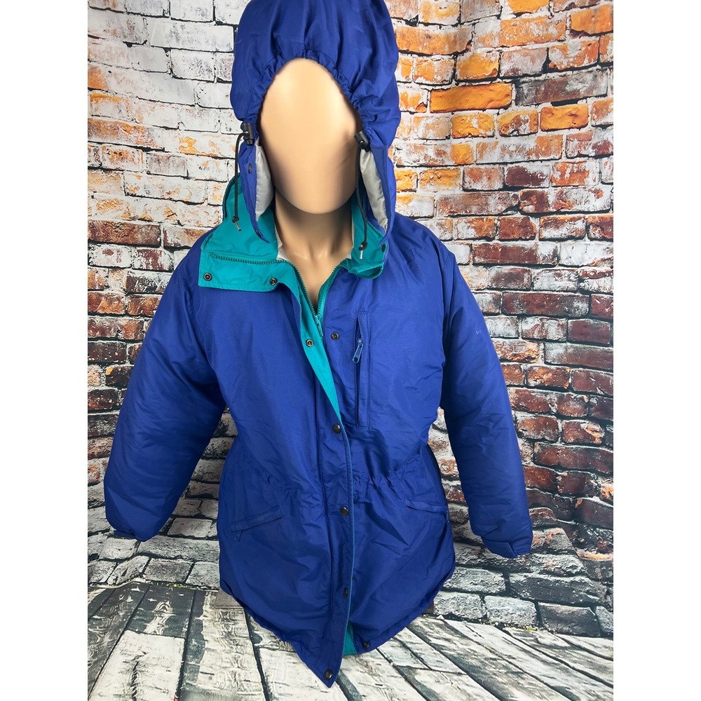 VTG LL Bean Down Penobscot Parka‎ Womens Medium Hood Long Coat Puffer Winter